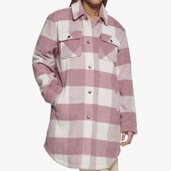 Levi's Women's Wool Blend Sherpa Lined Long Shacket - Picture 10 of 16